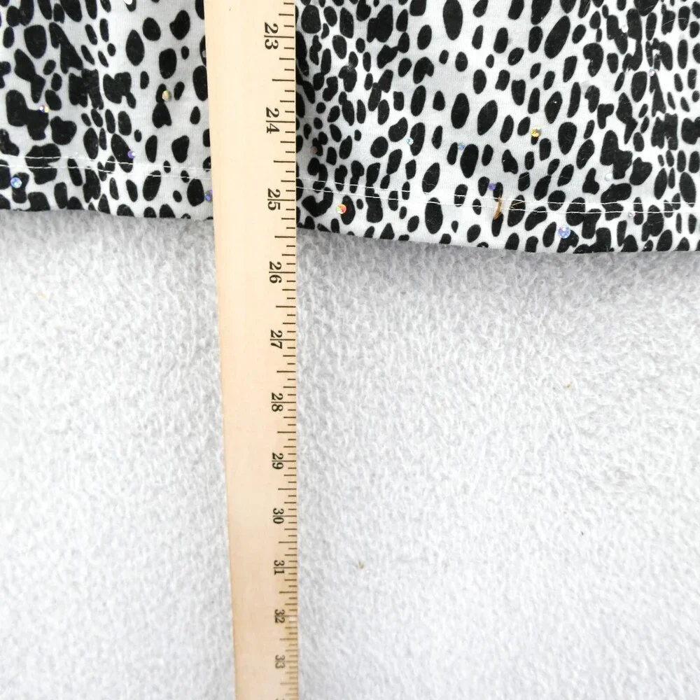 Cathy Daniels Sweater Large Womens Black White Spotted Tight Knit Long‎ Sleeve
